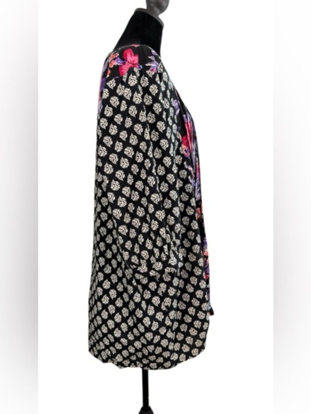 Ulla Popken Black Purple Floral Boho Tunic Top Plus Size 12/14 - Picture 3 of 9